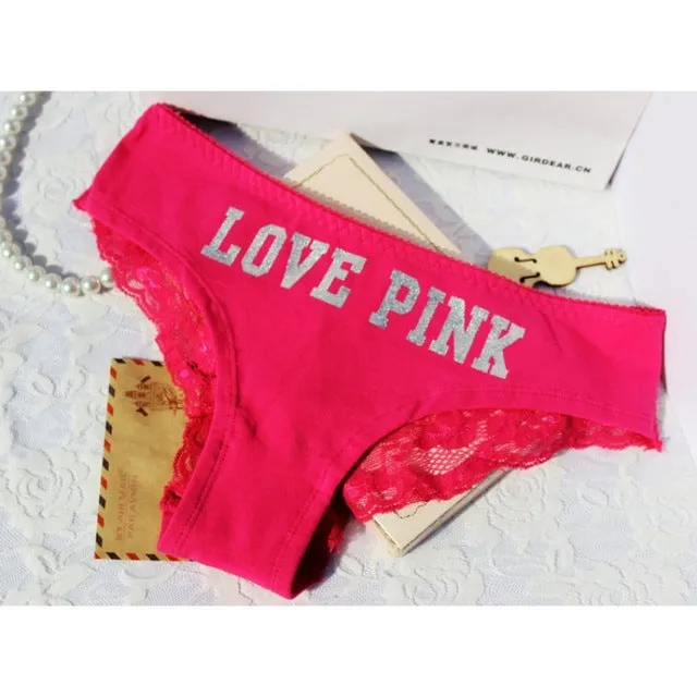 1 pcs Charming Women Lace Briefs Lady Love Sexy Pink Heart Panties Women's Low Waist Intimates Leopard Underwear