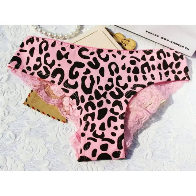 1 pcs Charming Women Lace Briefs Lady Love Sexy Pink Heart Panties Women's Low Waist Intimates Leopard Underwear