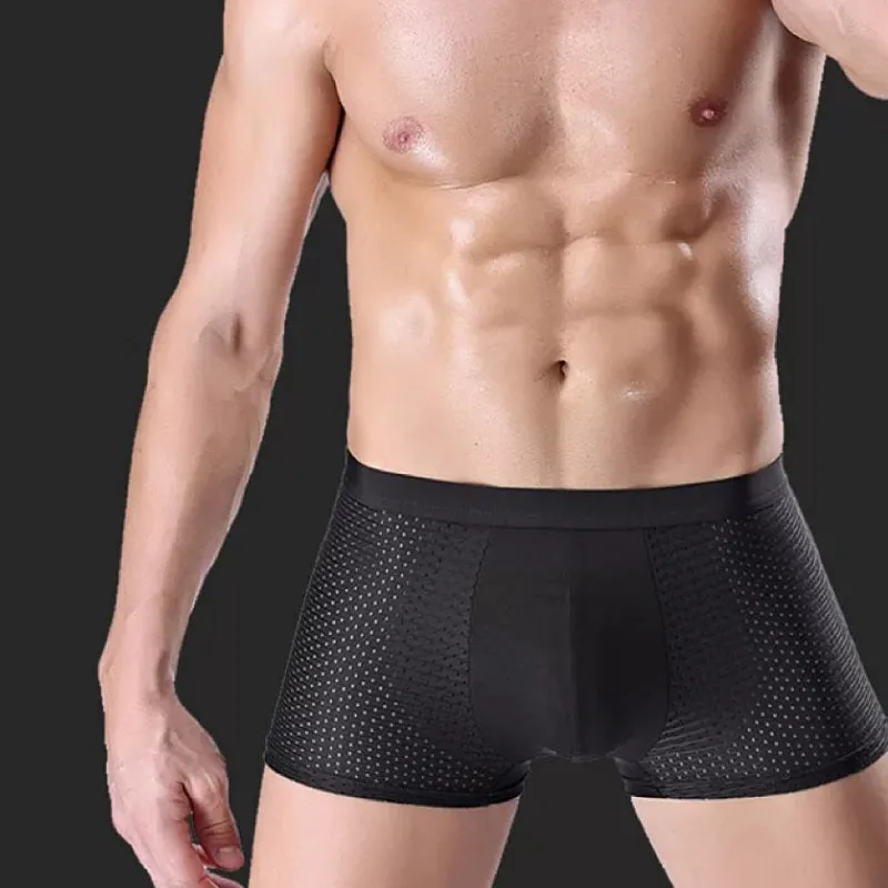 3 Pack Men's Boxer Briefs Ice Silk Mesh Breathable Underwear