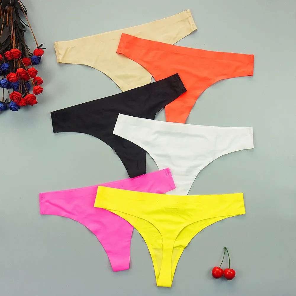 3 pack Seamless Thongs Underwear Panties Ice Silk Sports Intimate Panty G String Underpants