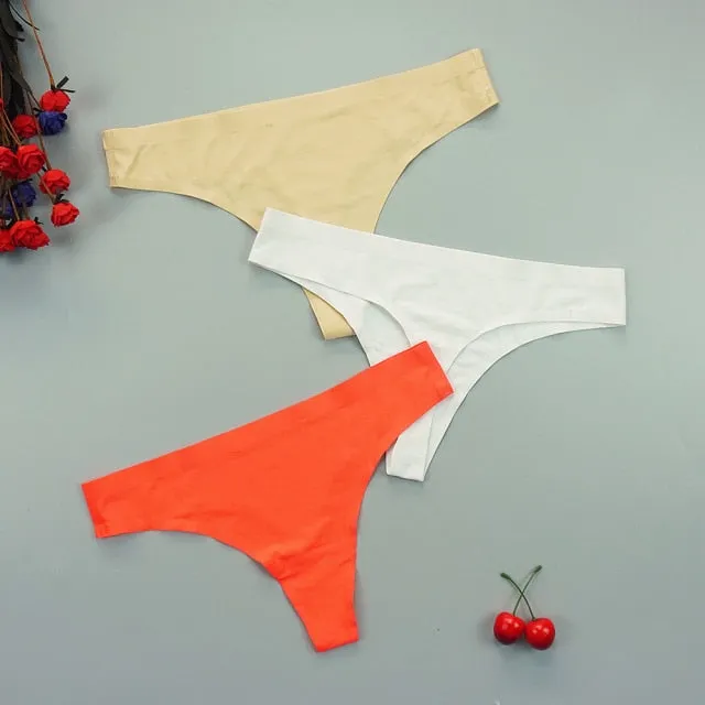 3 pack Seamless Thongs Underwear Panties Ice Silk Sports Intimate Panty G String Underpants