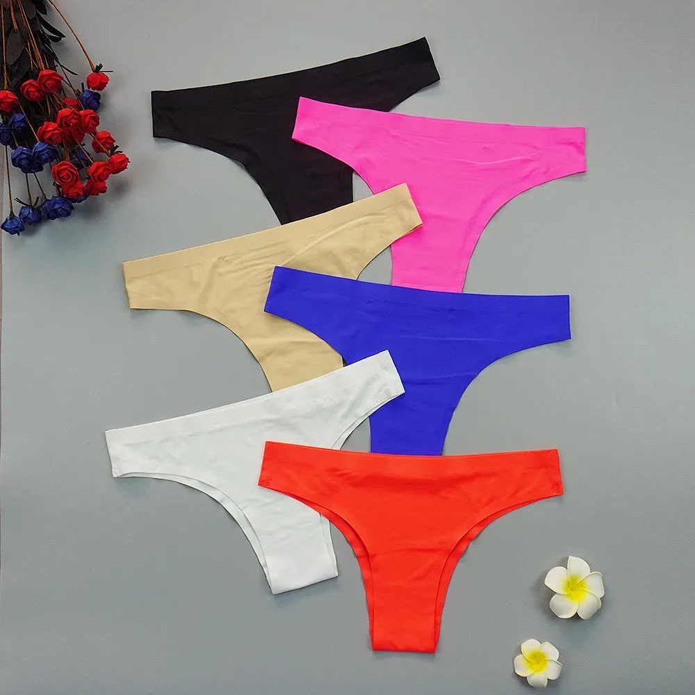 3 pack Seamless Thongs Underwear Panties Ice Silk Sports Intimate Panty G String Underpants