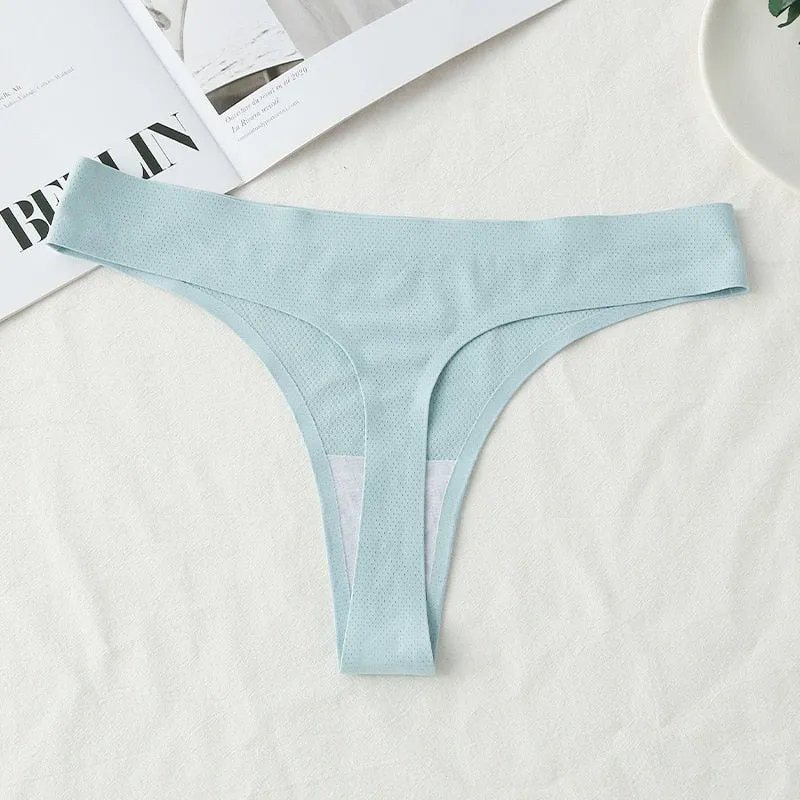 3 pack Seamless Thongs Women Underwear Ice Silk Sexy Sports Panties  T-back Solid Panties Intimates Lingerie