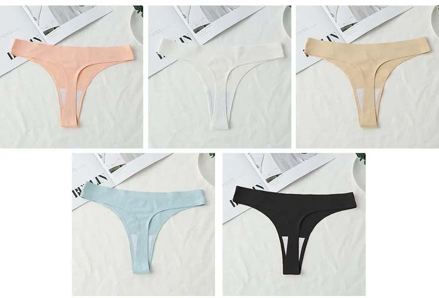 3 pack Seamless Thongs Women Underwear Ice Silk Sexy Sports Panties  T-back Solid Panties Intimates Lingerie