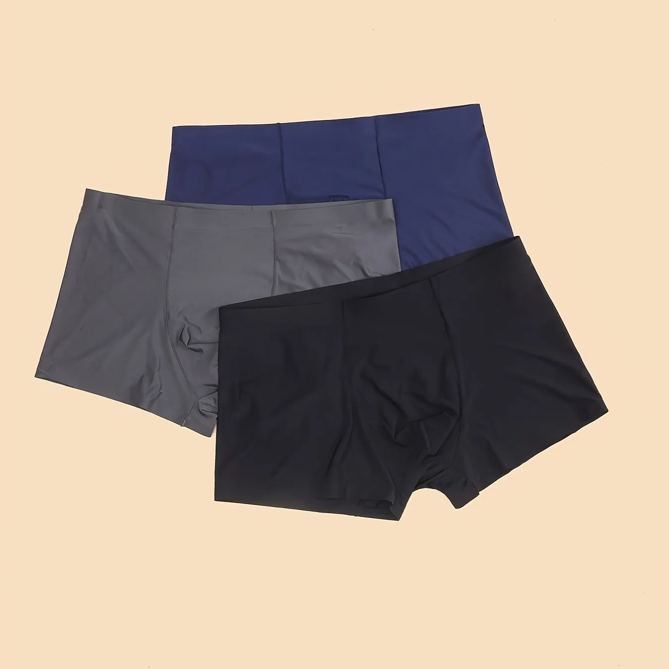 3pcs Men's Semi-Clear Ice Silk Boxer Briefs