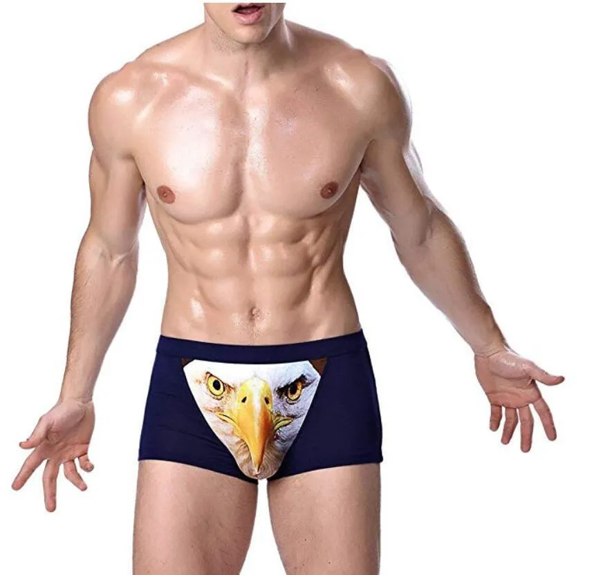 4 Pack Adult Mens 3D Wolf Eagle Boxer Briefs Animal Print Underwear Shorts Pants