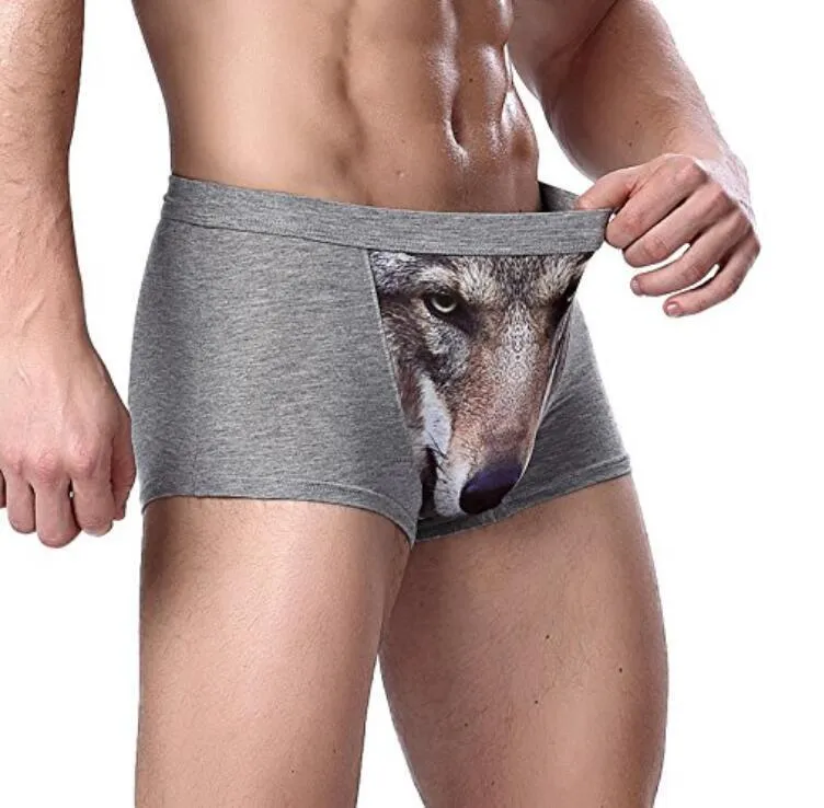 4 Pack Adult Mens 3D Wolf Eagle Boxer Briefs Animal Print Underwear Shorts Pants