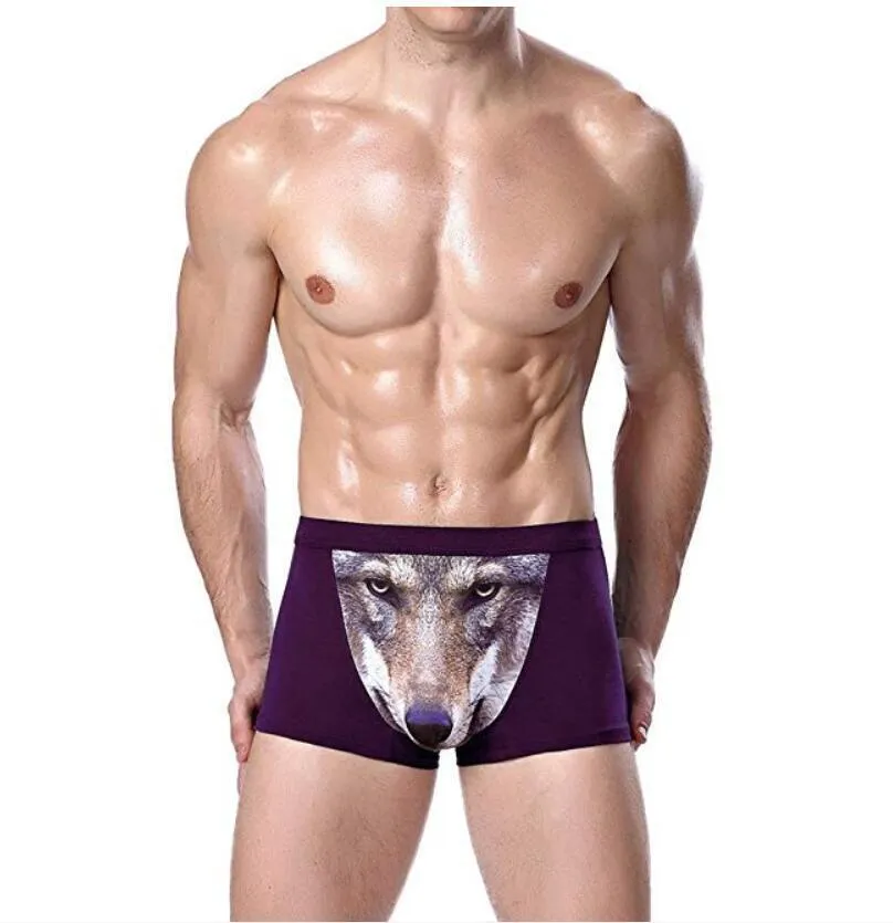 4 Pack Adult Mens 3D Wolf Eagle Boxer Briefs Animal Print Underwear Shorts Pants