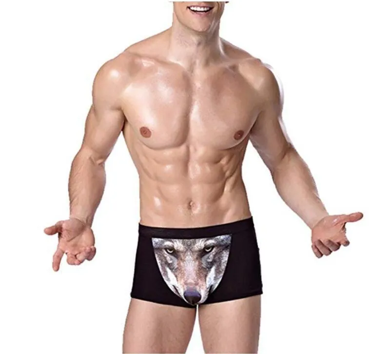 4 Pack Adult Mens 3D Wolf Eagle Boxer Briefs Animal Print Underwear Shorts Pants