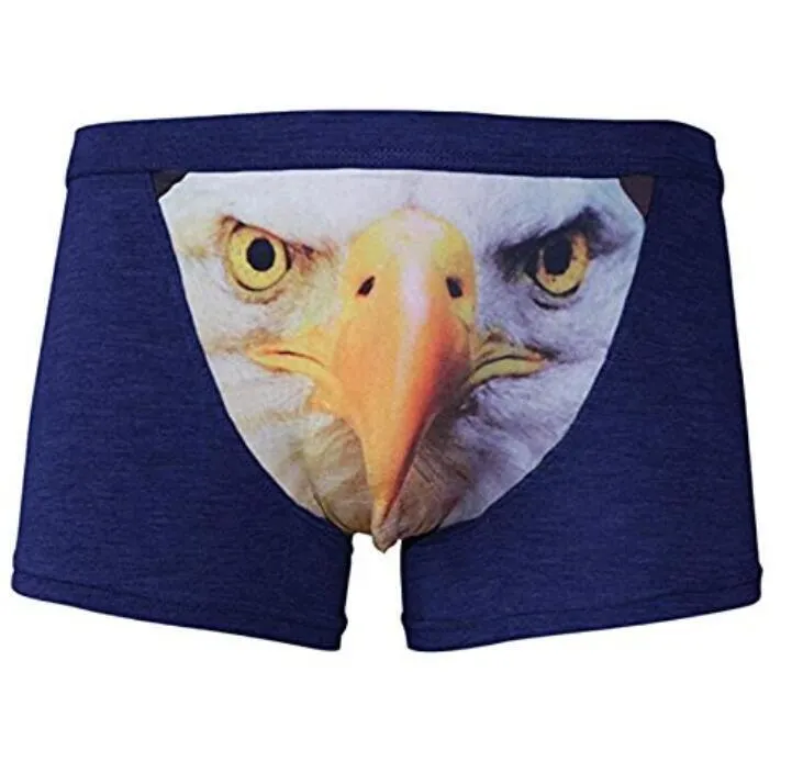 4 Pack Adult Mens 3D Wolf Eagle Boxer Briefs Animal Print Underwear Shorts Pants