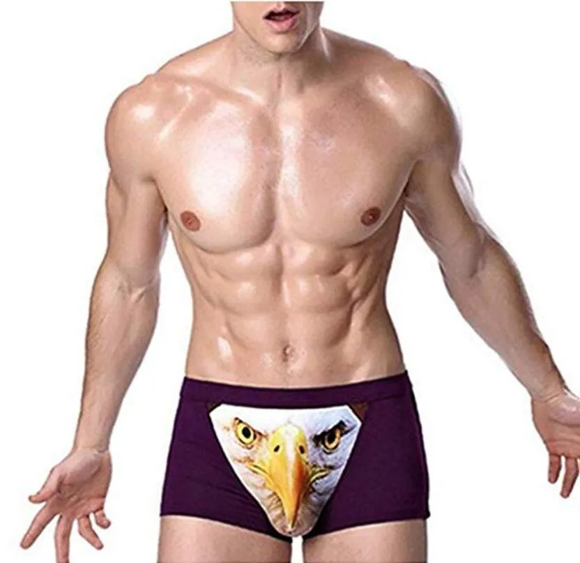 4 Pack Adult Mens 3D Wolf Eagle Boxer Briefs Animal Print Underwear Shorts Pants