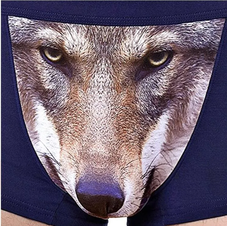 4 Pack Adult Mens 3D Wolf Eagle Boxer Briefs Animal Print Underwear Shorts Pants