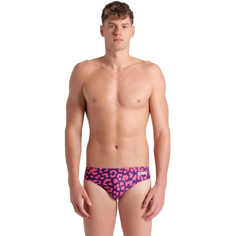 Arena - Leopard Skin Printed Mens Brief - Fuchsia Multi