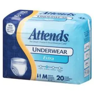 Attends Extra Absorbency Protective Underwear, Medium (34 to 44 inches, 120-175 lbs) - One pkg of 20 each