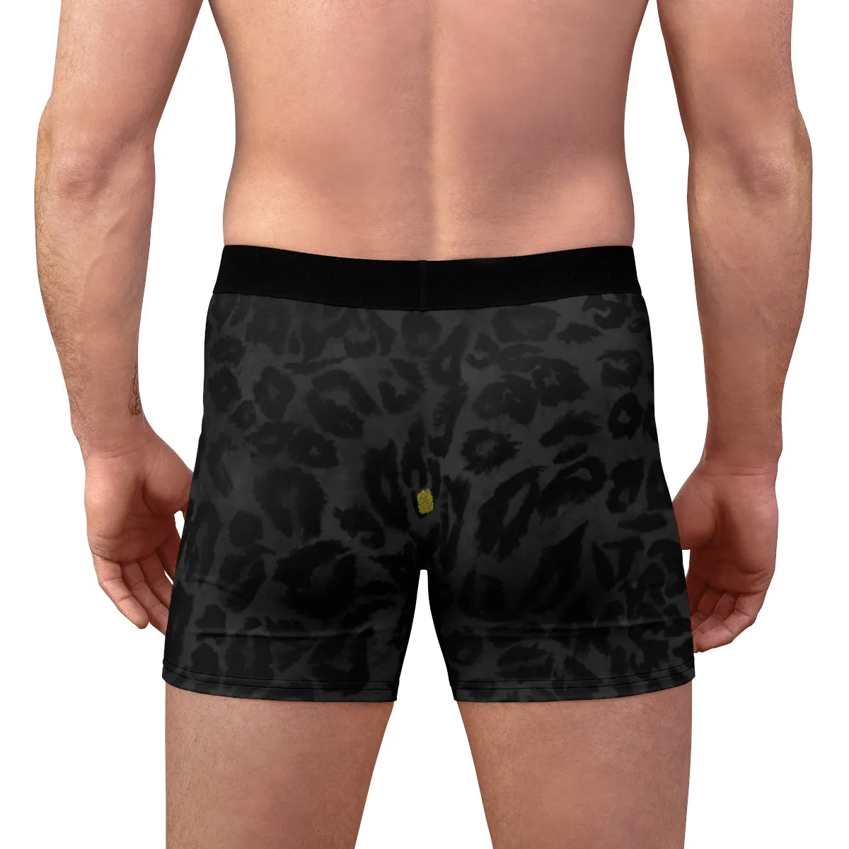 Black Leopard Men's Undies, Wild Animal Print Sexy Boxer Briefs Underwear (US Size: XS-3XL)