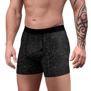 Black Leopard Men's Undies, Wild Animal Print Sexy Boxer Briefs Underwear (US Size: XS-3XL)