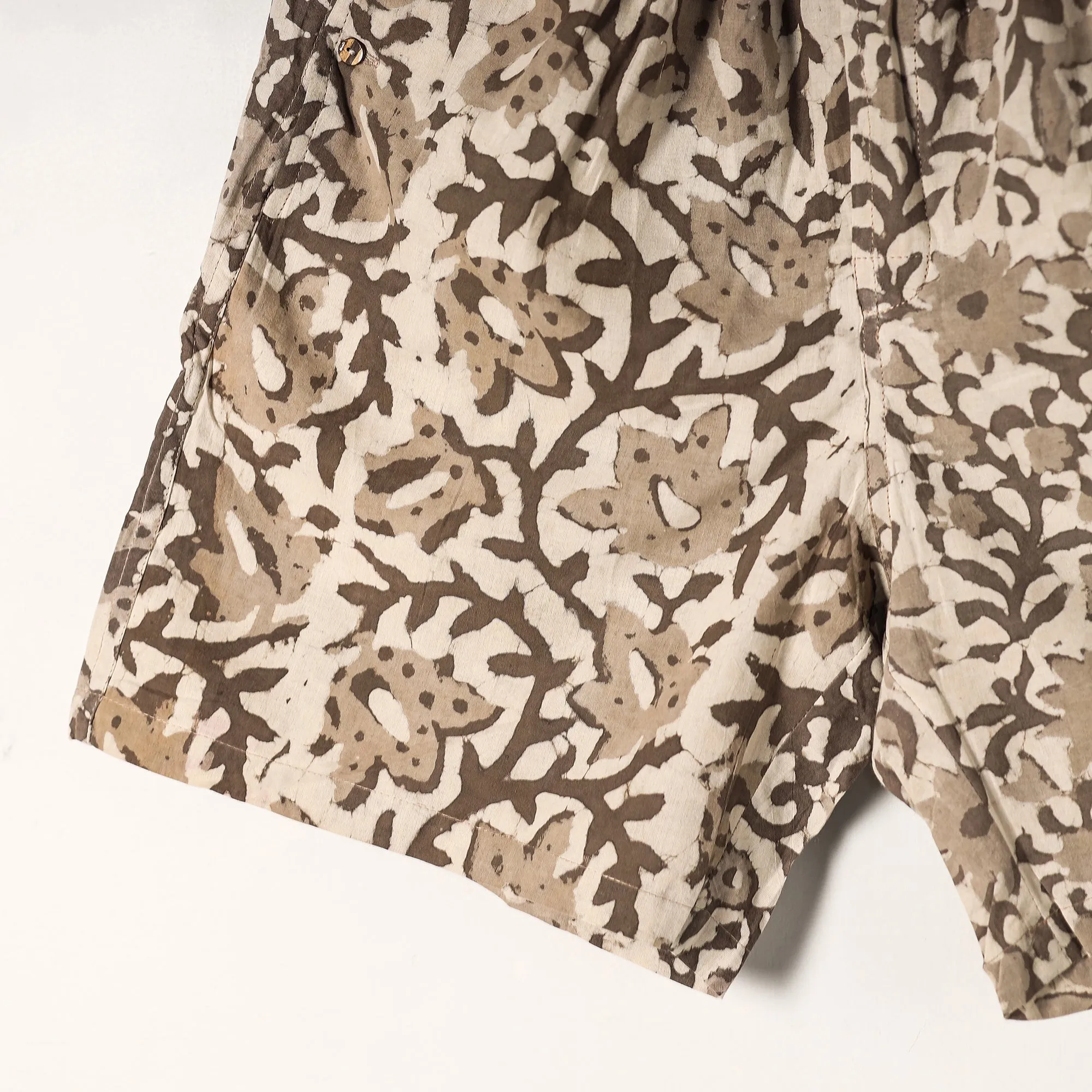 Brown - Bagru Block Printed Cotton Unisex Boxer/Shorts