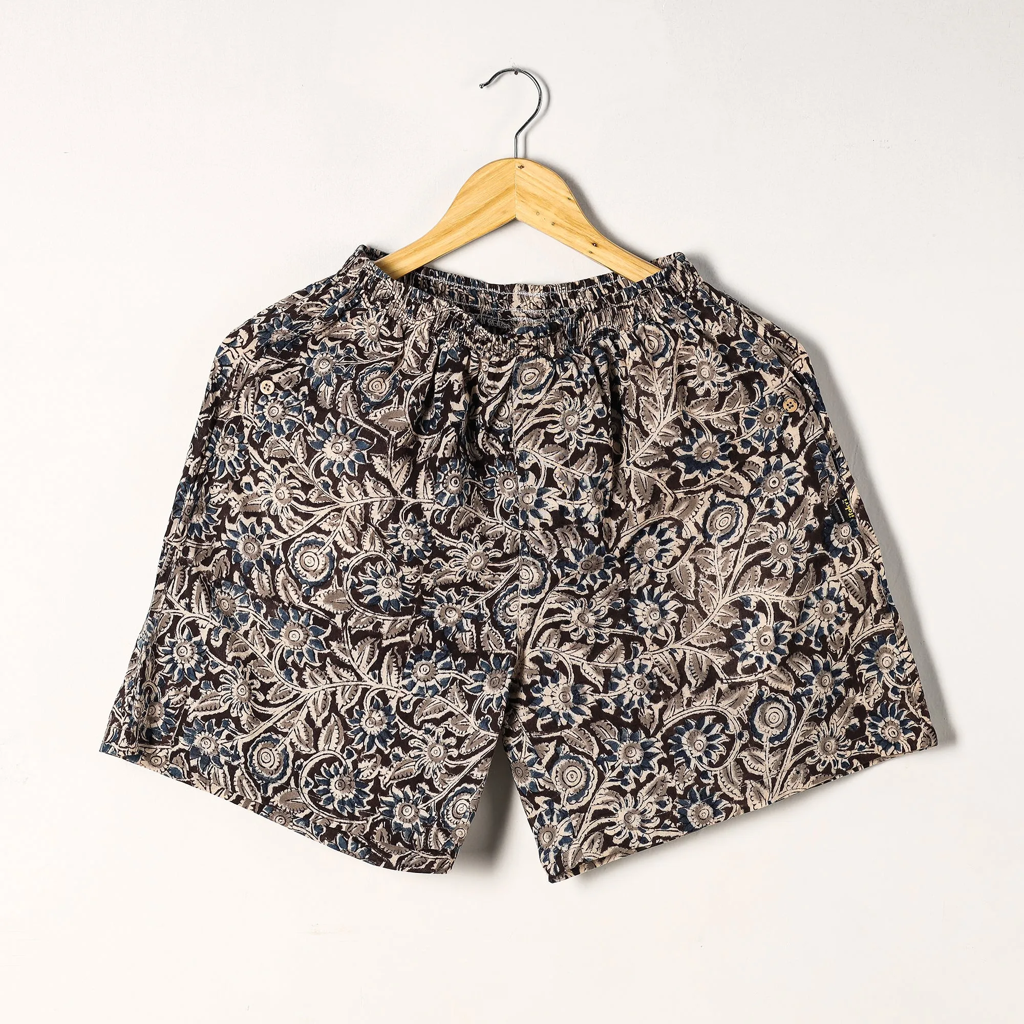 Brown - Kalamkari Block Printed Cotton Unisex Boxer/Shorts