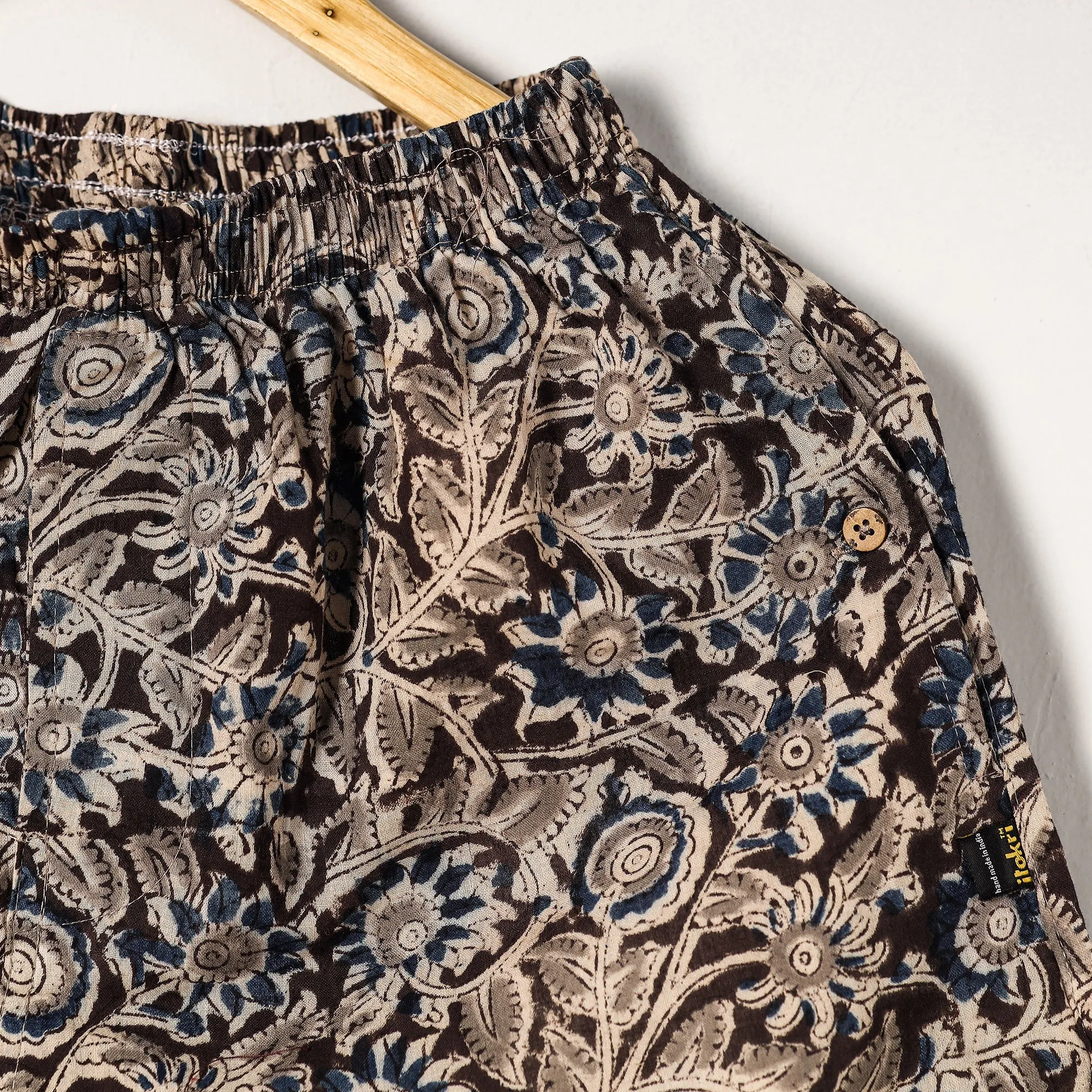 Brown - Kalamkari Block Printed Cotton Unisex Boxer/Shorts