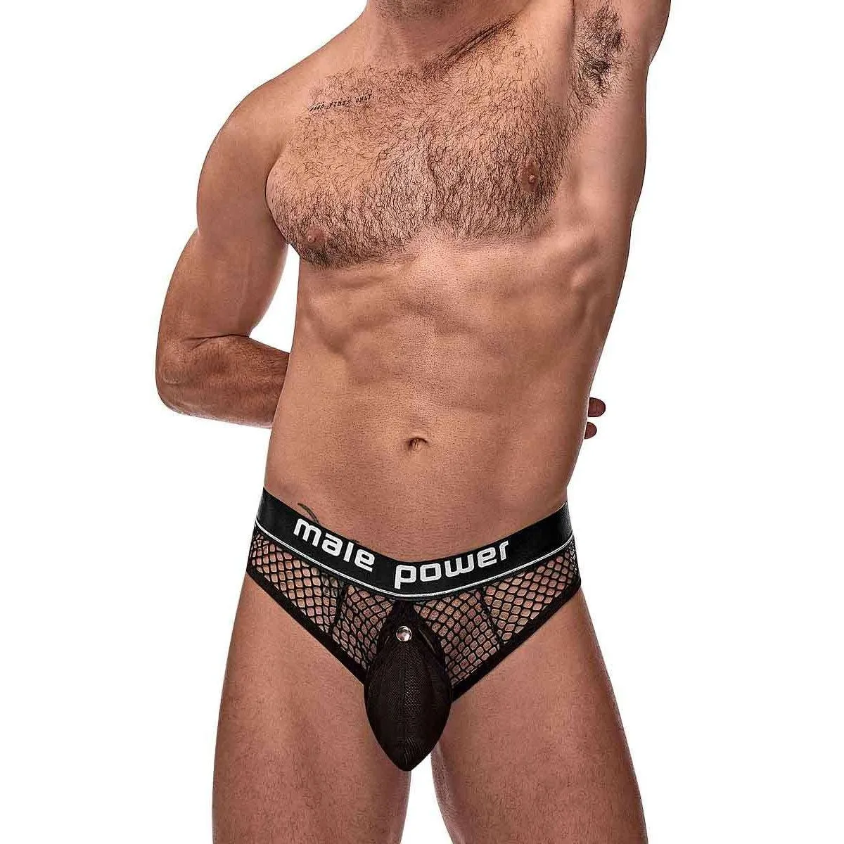 Large/Extra Large Black Cockpit Net Cock Ring Mens Thong