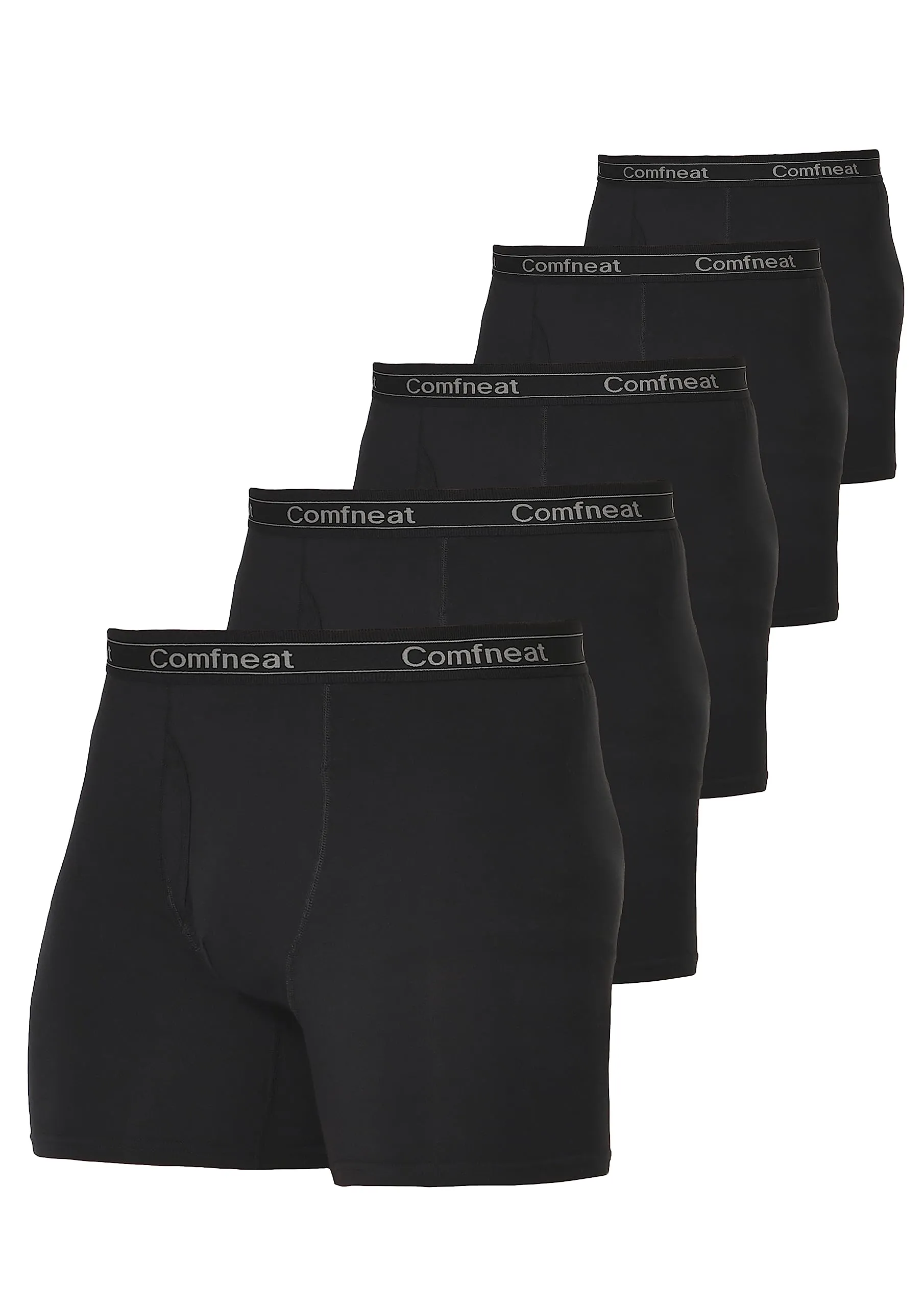 Comfneat Men's 5-Pack Bamboo Viscose Boxer Briefs Cool Feeling Underwear with Fly