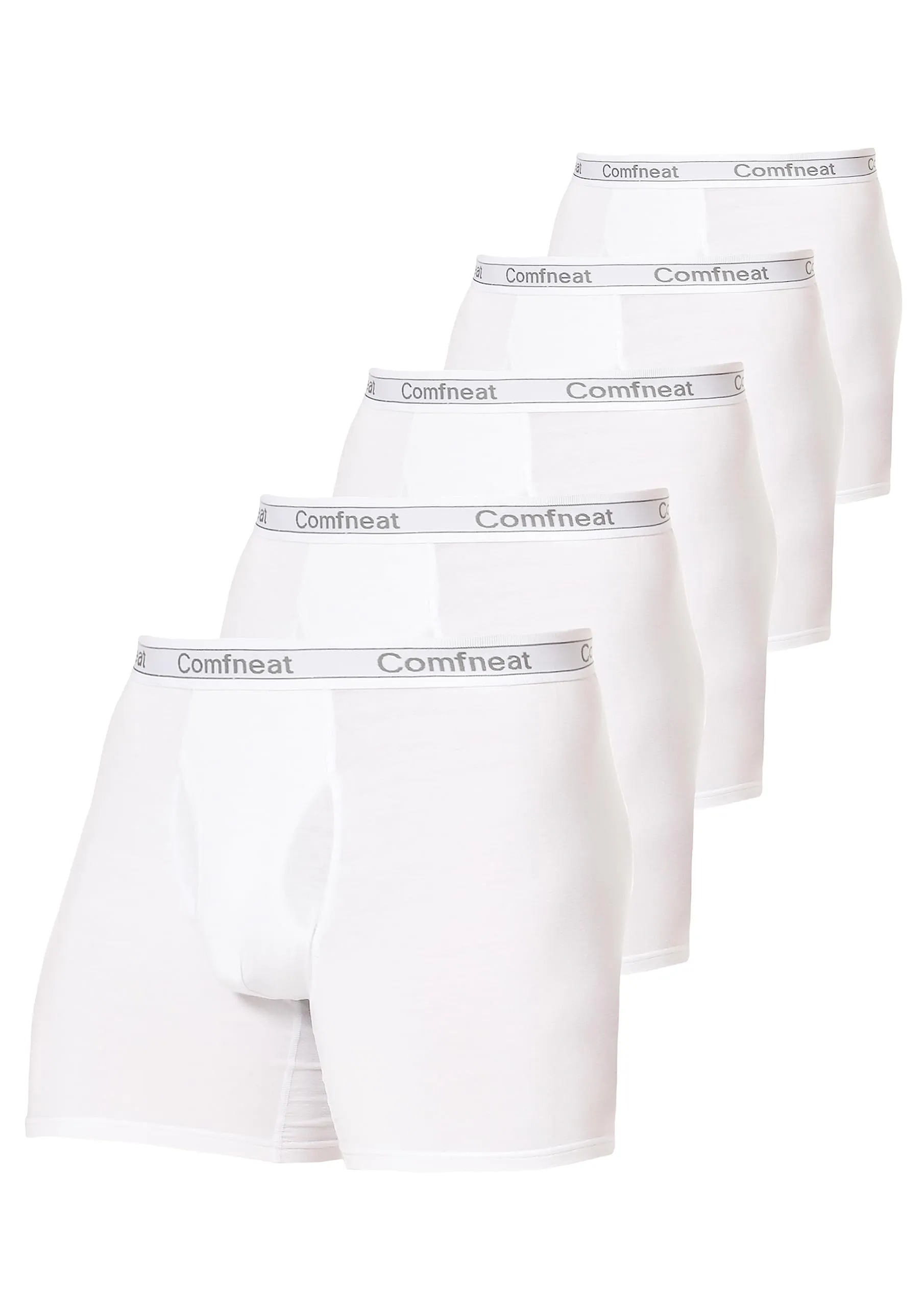 Comfneat Men's 5-Pack Bamboo Viscose Boxer Briefs Cool Feeling Underwear with Fly