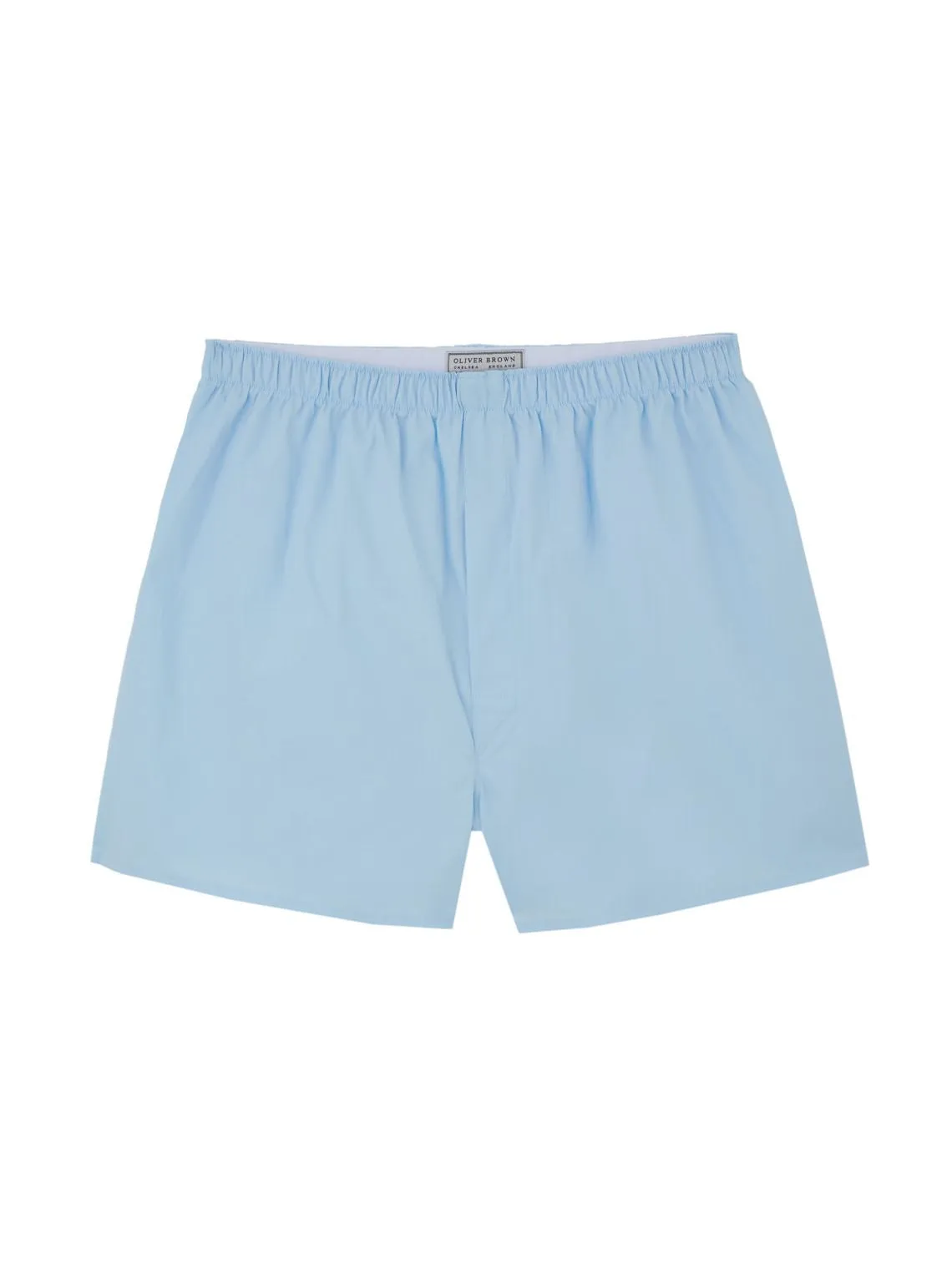 Cotton Boxer Shorts, Plain - Pale Blue