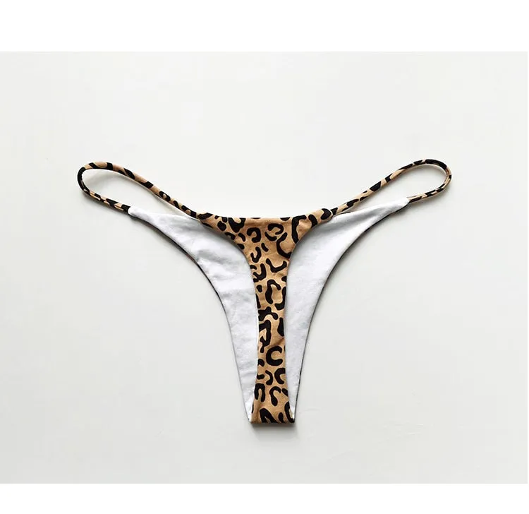 Cotton G String Leopard Print Panties Briefs Thong Low Waist T-back Bikini Underwear Seamless Lingerie