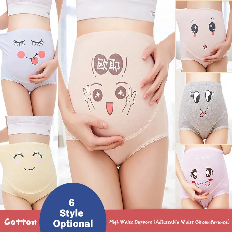 Cotton Pregnancy Panties Intimates Maternity Bandage Adjustable Belly Cartoon Solid Color Underwear Clothing For Pregnant Women