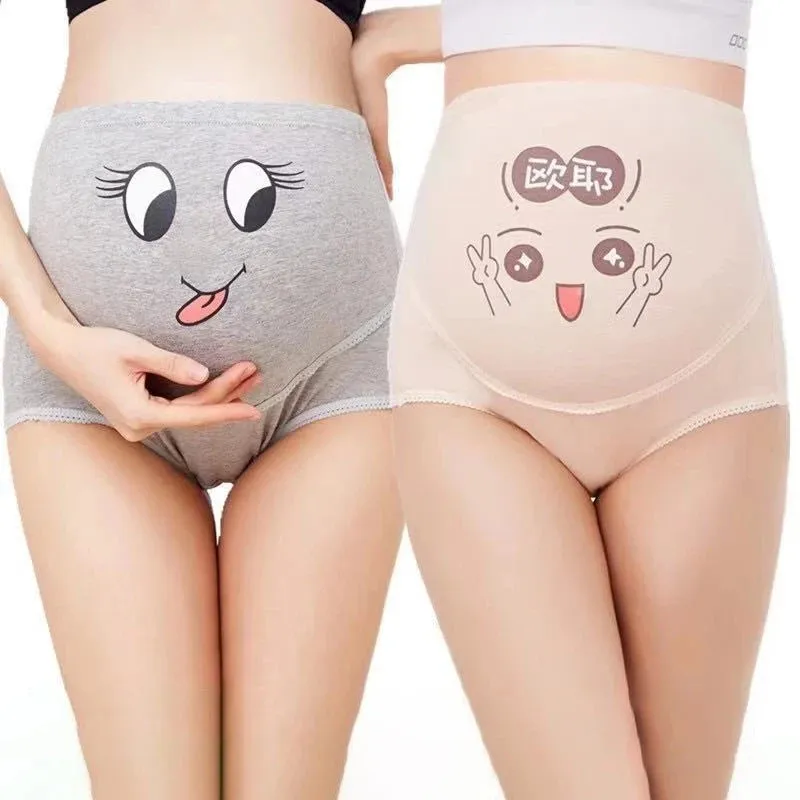 Cotton Pregnancy Panties Intimates Maternity Bandage Adjustable Belly Cartoon Solid Color Underwear Clothing For Pregnant Women