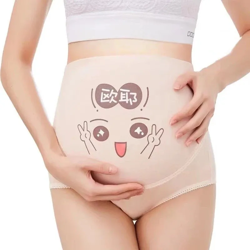 Cotton Pregnancy Panties Intimates Maternity Bandage Adjustable Belly Cartoon Solid Color Underwear Clothing For Pregnant Women