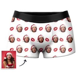 Couple Men's Custom Face Boxer Shorts - Kiss