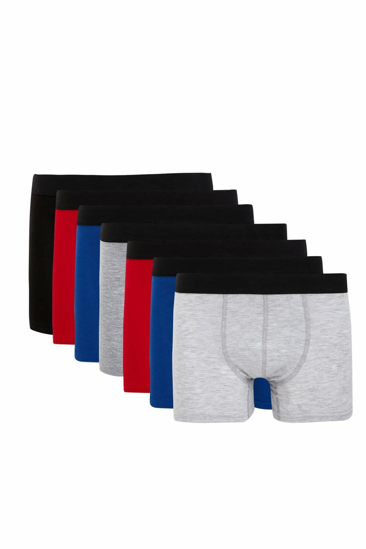 DeFacto Man Knitted Boxer Men's Basic Color Boxer Sets 7pcs/set Men's Breathable Boxer Underwear Bundles-N9372AZ20SM