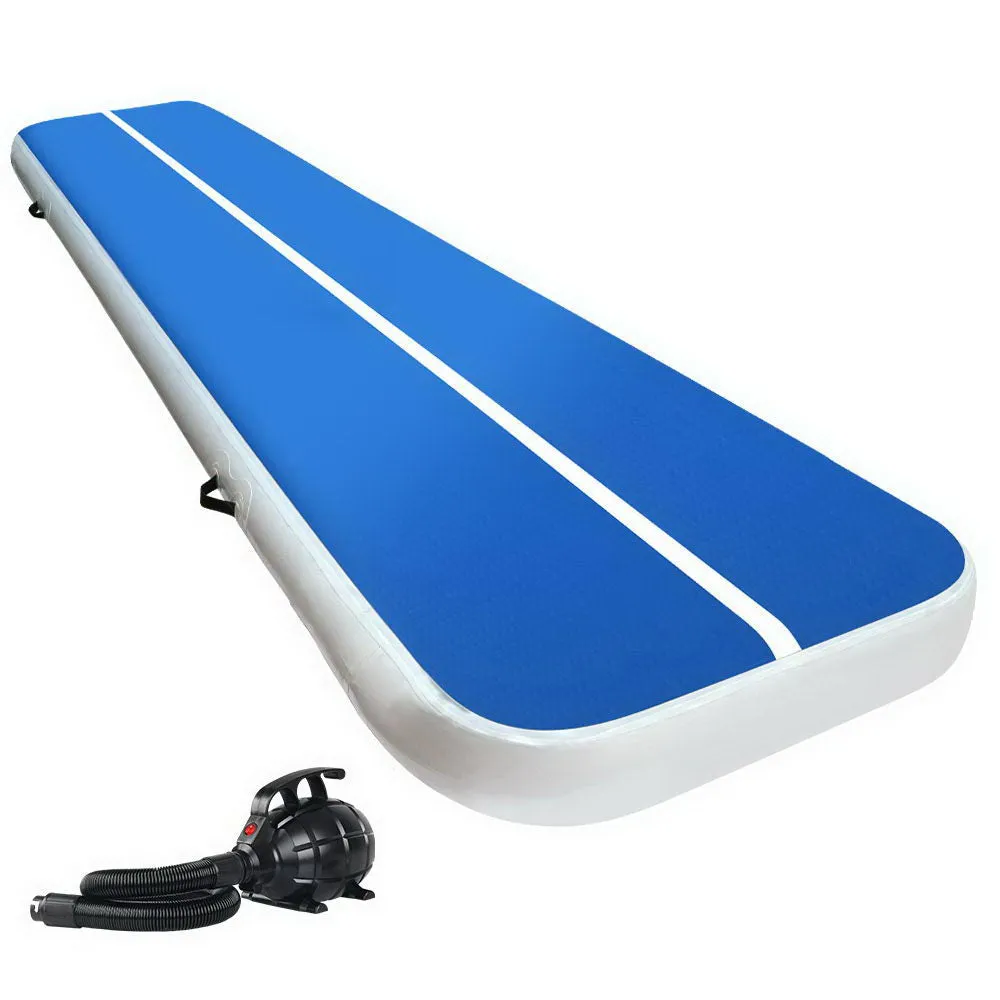 Everfit 4X1M Inflatable Air Track Mat 20CM Thick with Pump Tumbling Gymnastics Blue