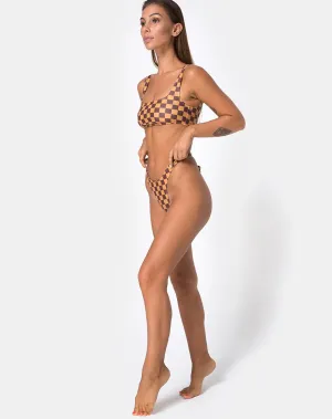 Farida Bikini Bottom in Mocha Checker