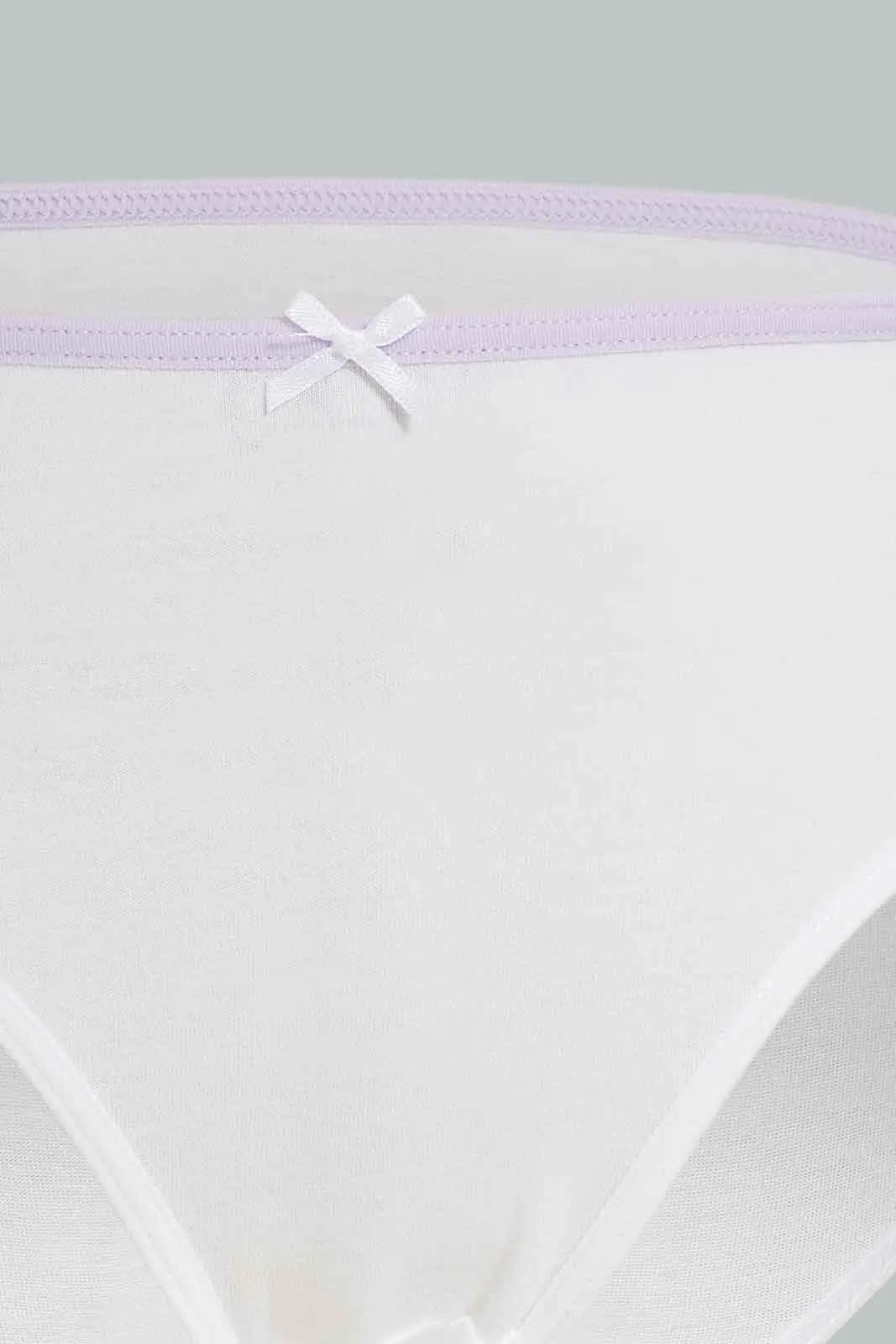 Girls White And Lilac Printed Boxer Brief Set (Pack Of 7)