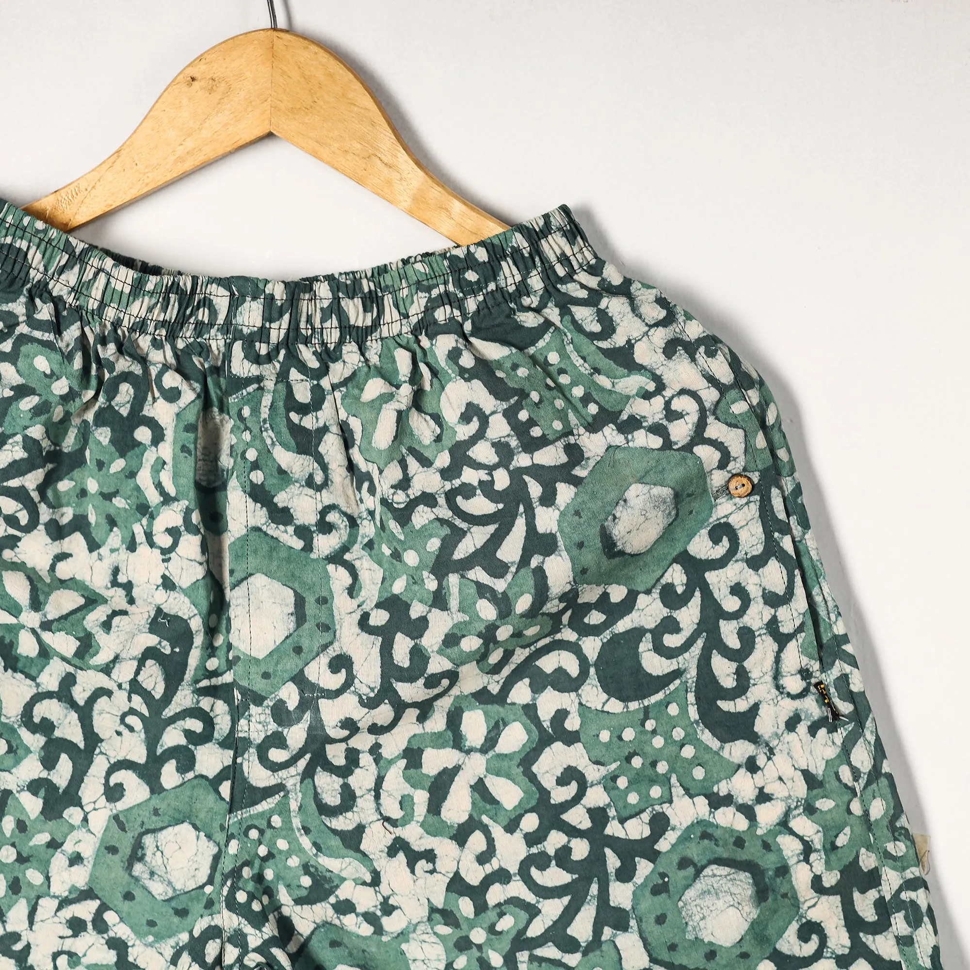 Green - Bagru Block Printed Cotton Unisex Boxer/Shorts