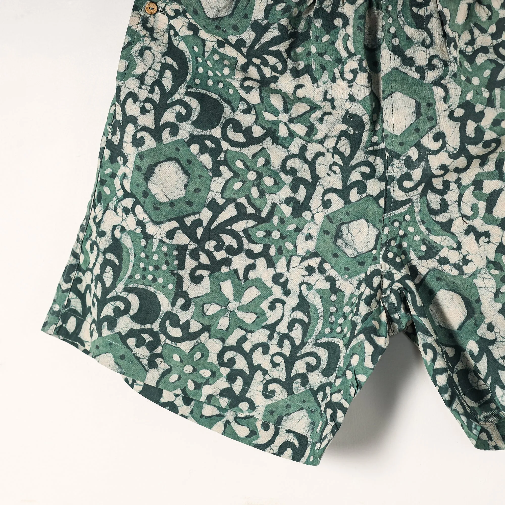 Green - Bagru Block Printed Cotton Unisex Boxer/Shorts