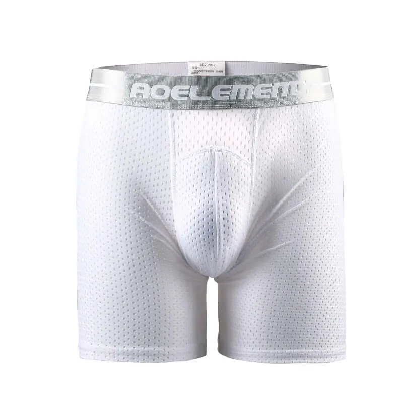 Ice silk mesh sports underwear men's anti-grinding leg runs five points long fitness anti-abrasive plus long four-pool