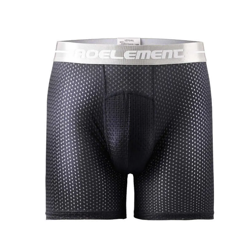 Ice silk mesh sports underwear men's anti-grinding leg runs five points long fitness anti-abrasive plus long four-pool