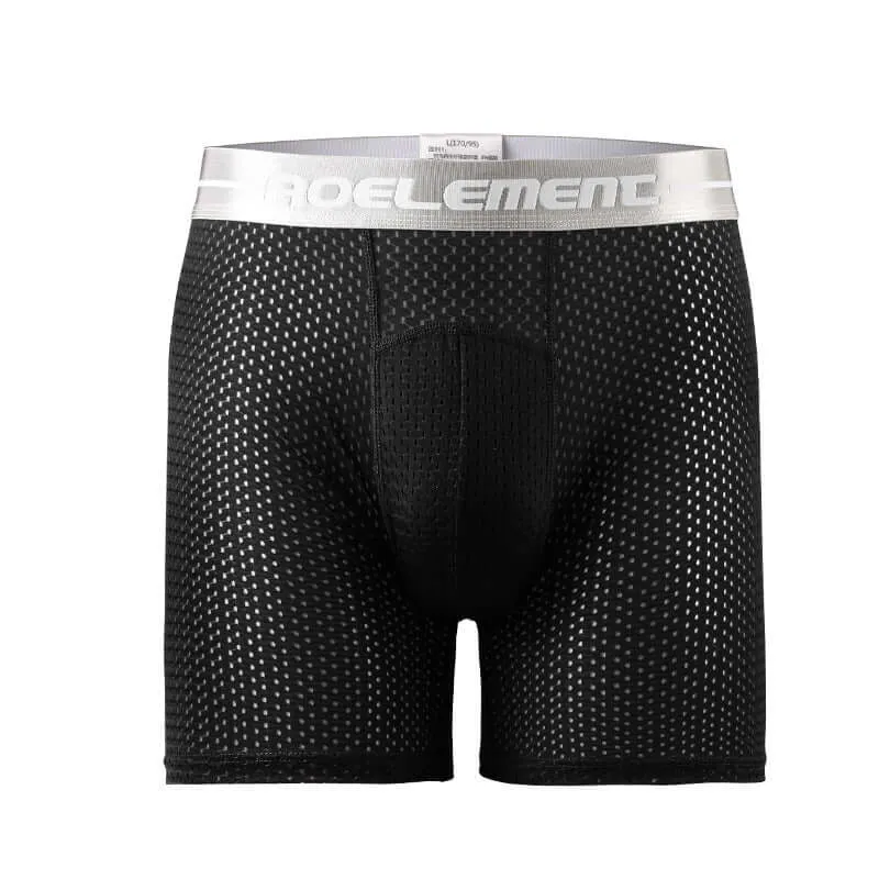 Ice silk mesh sports underwear men's anti-grinding leg runs five points long fitness anti-abrasive plus long four-pool