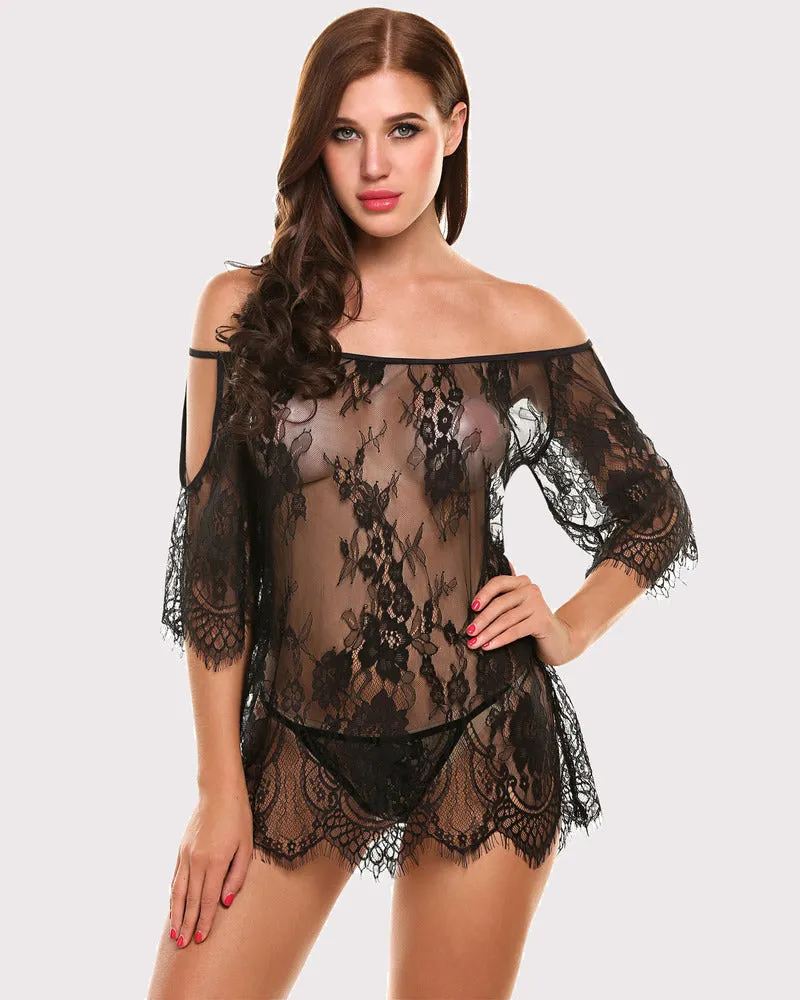 Lace Smock Lingerie Mini Babydoll