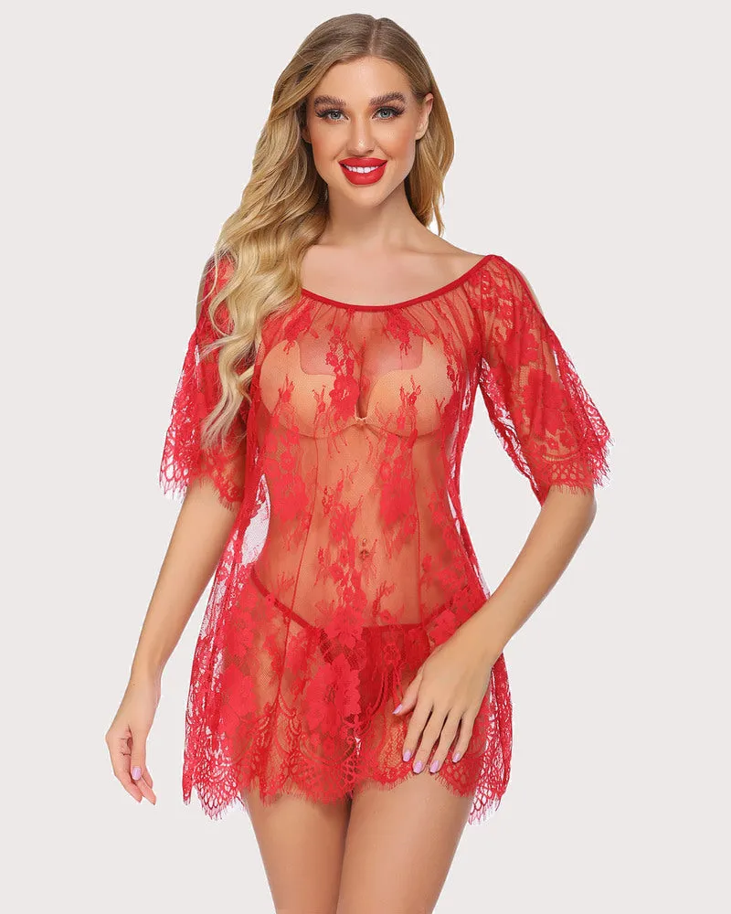 Lace Smock Lingerie Mini Babydoll