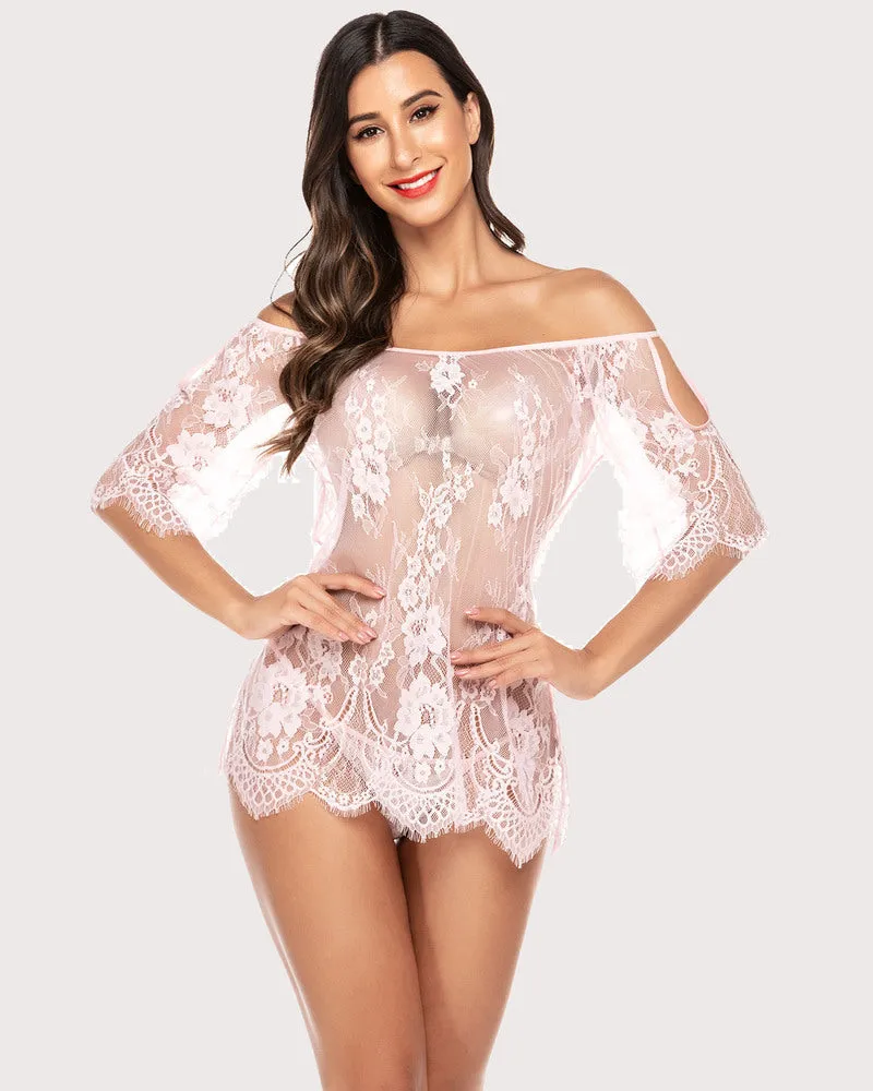 Lace Smock Lingerie Mini Babydoll