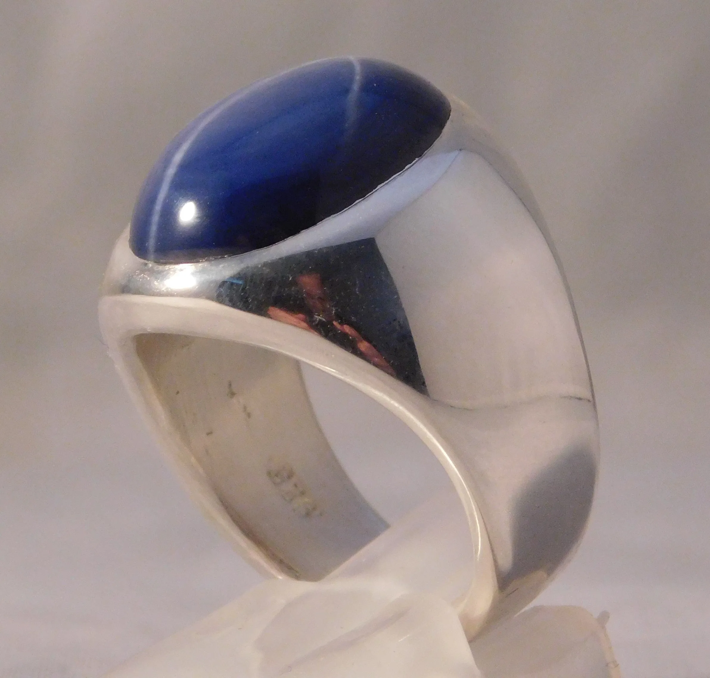 Linde Blue Star Sapphire 16 Carat .925 Sterling Silver Oval Mens Ring....Size 8