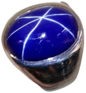 Linde Blue Star Sapphire 16 Carat .925 Sterling Silver Oval Mens Ring....Size 8