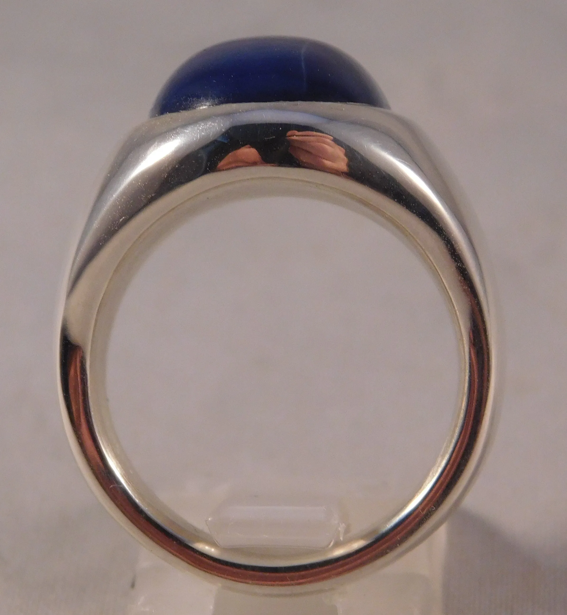 Linde Blue Star Sapphire 16 Carat .925 Sterling Silver Oval Mens Ring....Size 8