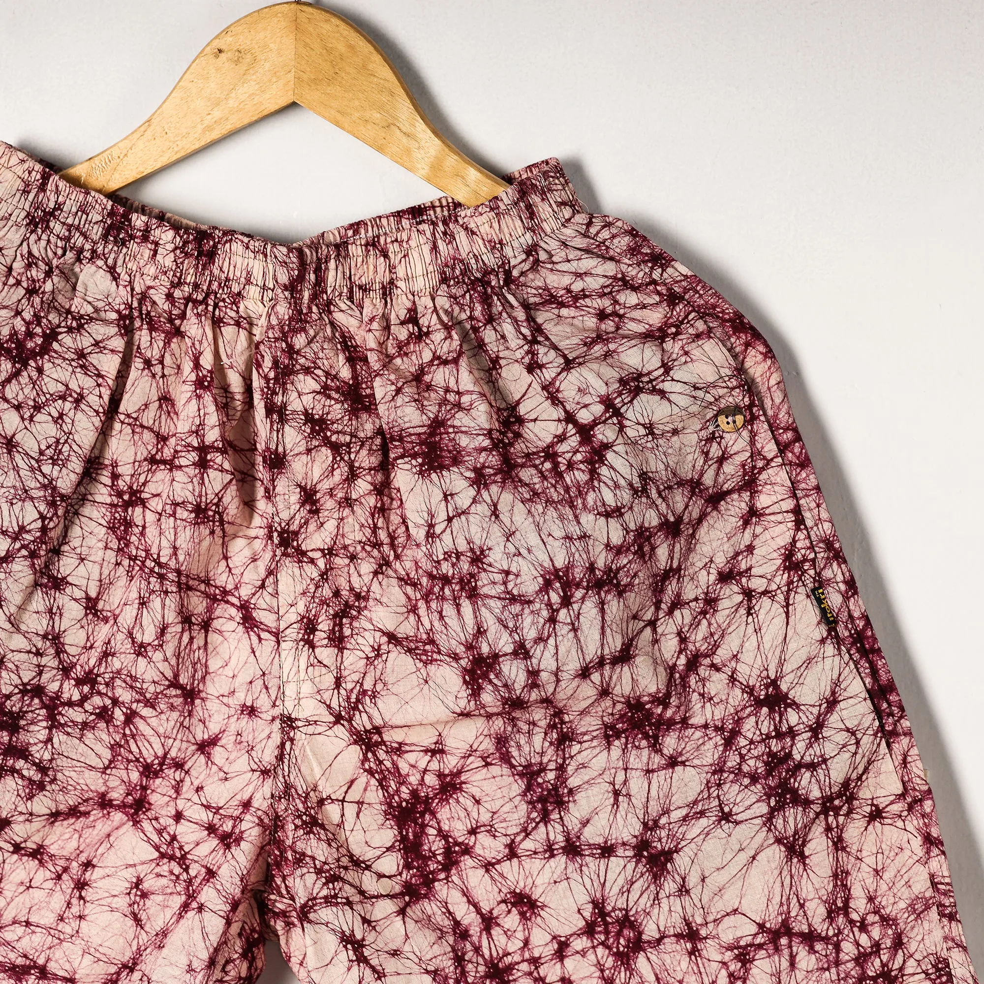 Maroon - Hand Batik Printed Cotton Unisex Boxer/Shorts