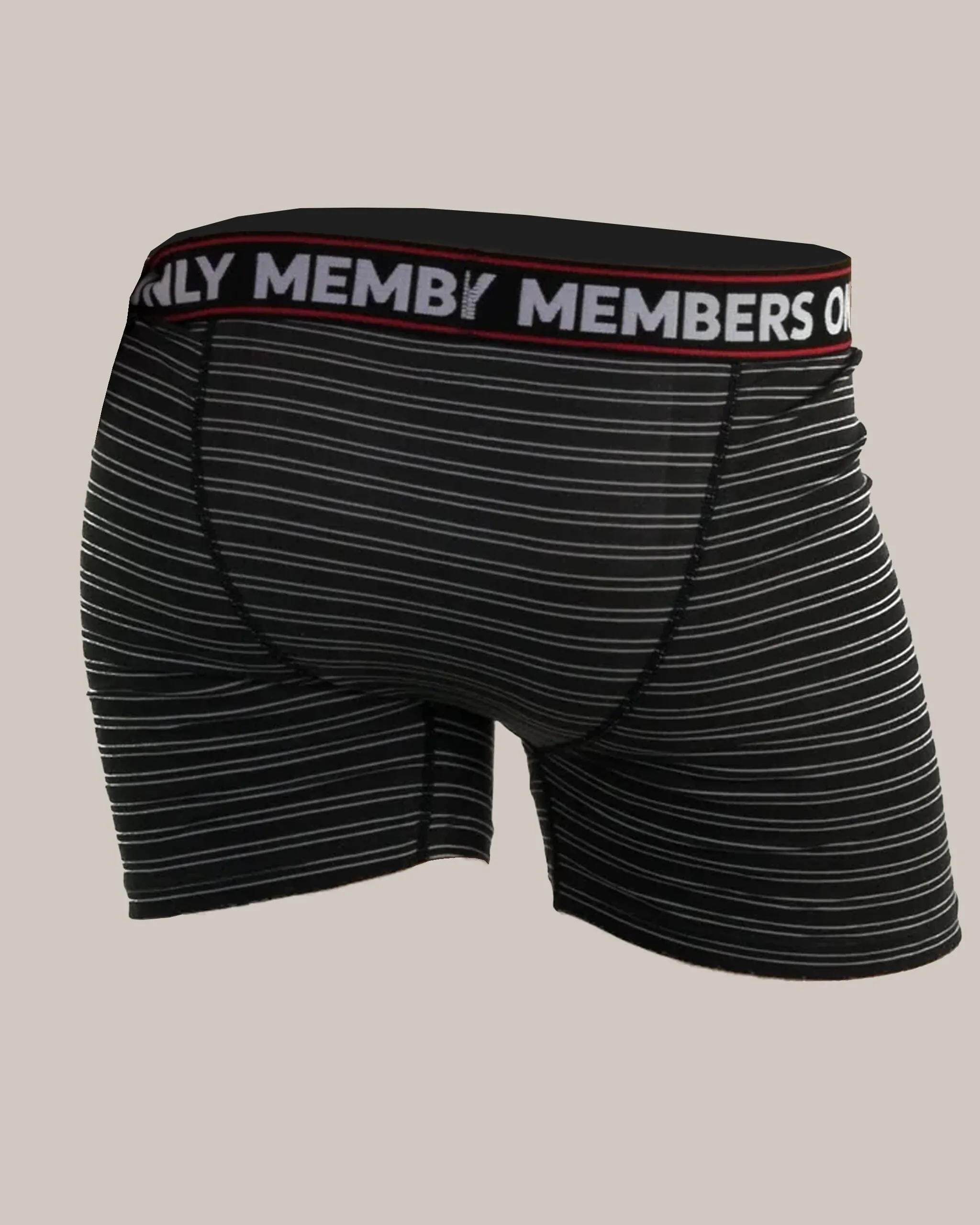 Members Only Men's 3 Pack Poly Spandex Athletic Stripe Boxer Briefs - BLACK GREY STRIPE