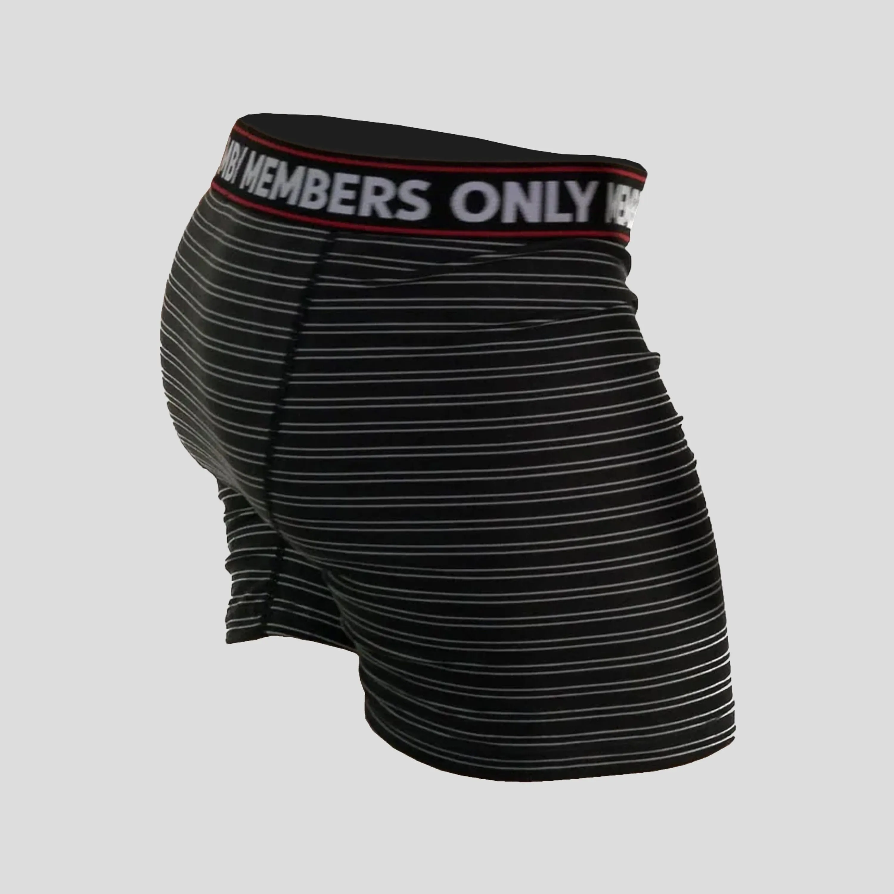 Members Only Men's 3 Pack Poly Spandex Athletic Stripe Boxer Briefs - BLACK GREY STRIPE